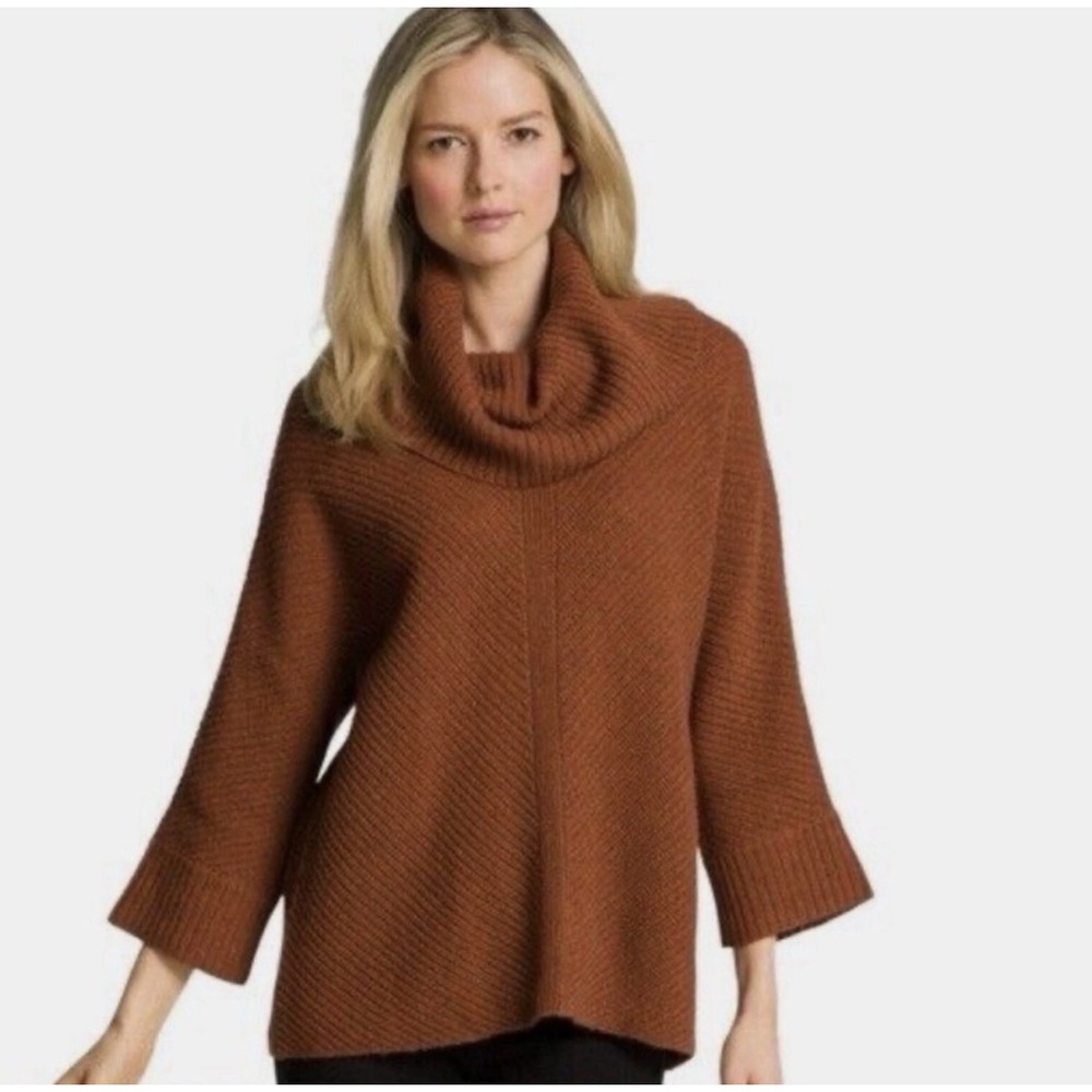 Eileen Fisher Sweater Yak Wool Blend Oversized Rust Size XL Cowl Neck Soft Knit